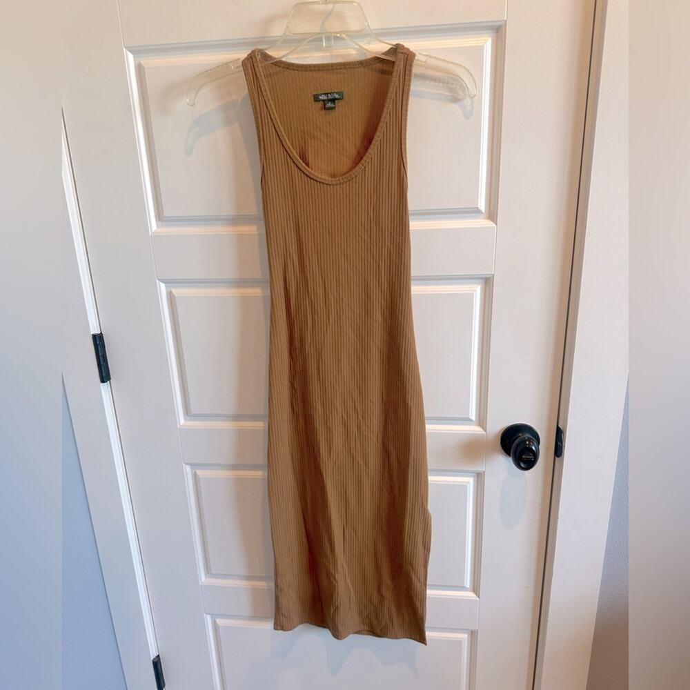 Wild Fable Small Tan Ribbed Knit Open Back Bodycon Midi Dress Women’s Y2K 90s